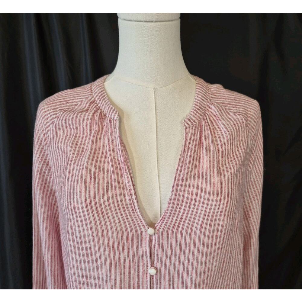 Rails Womens Marti Scarlet Red Striped Peplum Blouse Top Medium - Picture 4 of 8